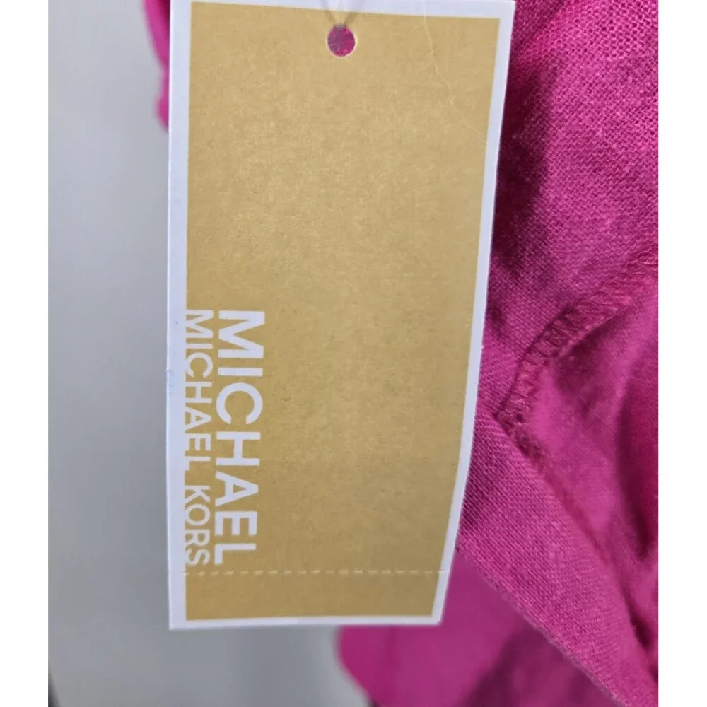 Michael Kors Women's Size‎ XL Pink Drawstring Front Blouse NWT